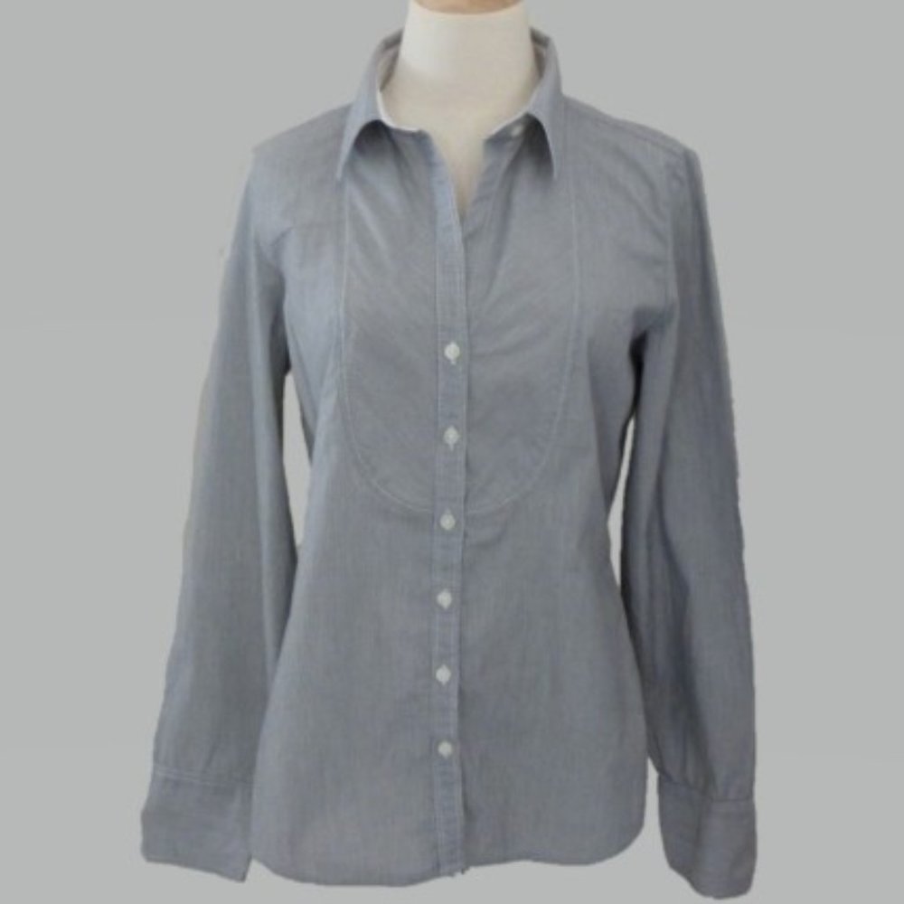 Banana Republic M Gray and White Striped Tuxedo Style Women's Shirt